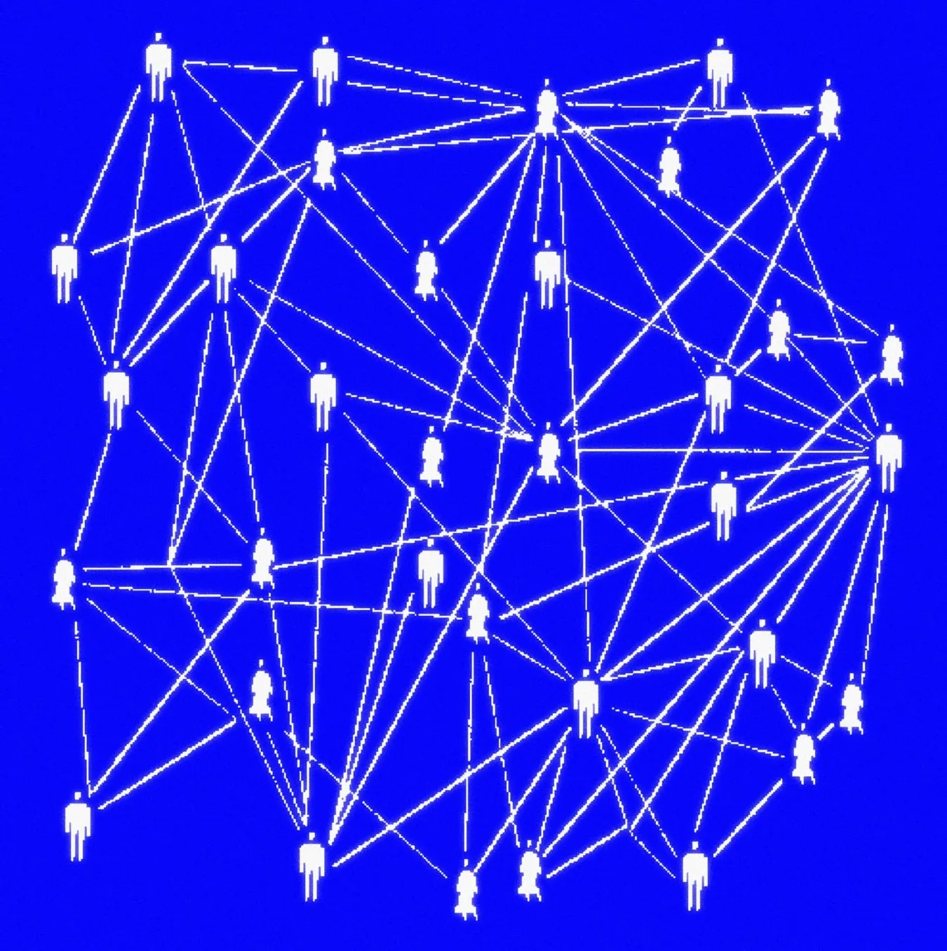 Blue connected network figures diagram